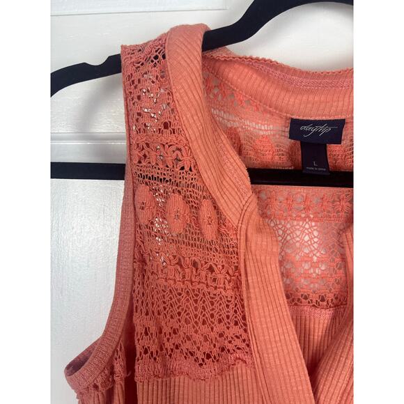 Daytrip Sleeveless Crochet Lace Tank Top Burnt Orange Women’s Size Large Boho - Picture 2 of 7